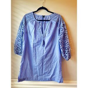 J.Crew black label eyelet tunic blouse size S EUC boho beach summer